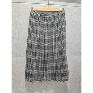 Brooks Brothers Long Pleated Skirt, Blue White Glen Plaid, New, Zipper, Sz 4